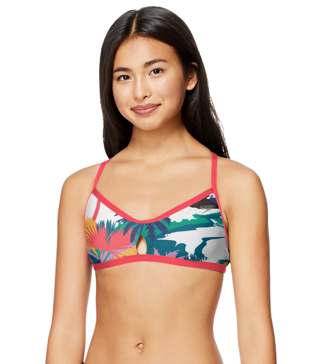 Speedo Women's Printed Keyhole Tie Back Bikini Top - Summer Scenic Medium Size Medium - Swimoutlet.com