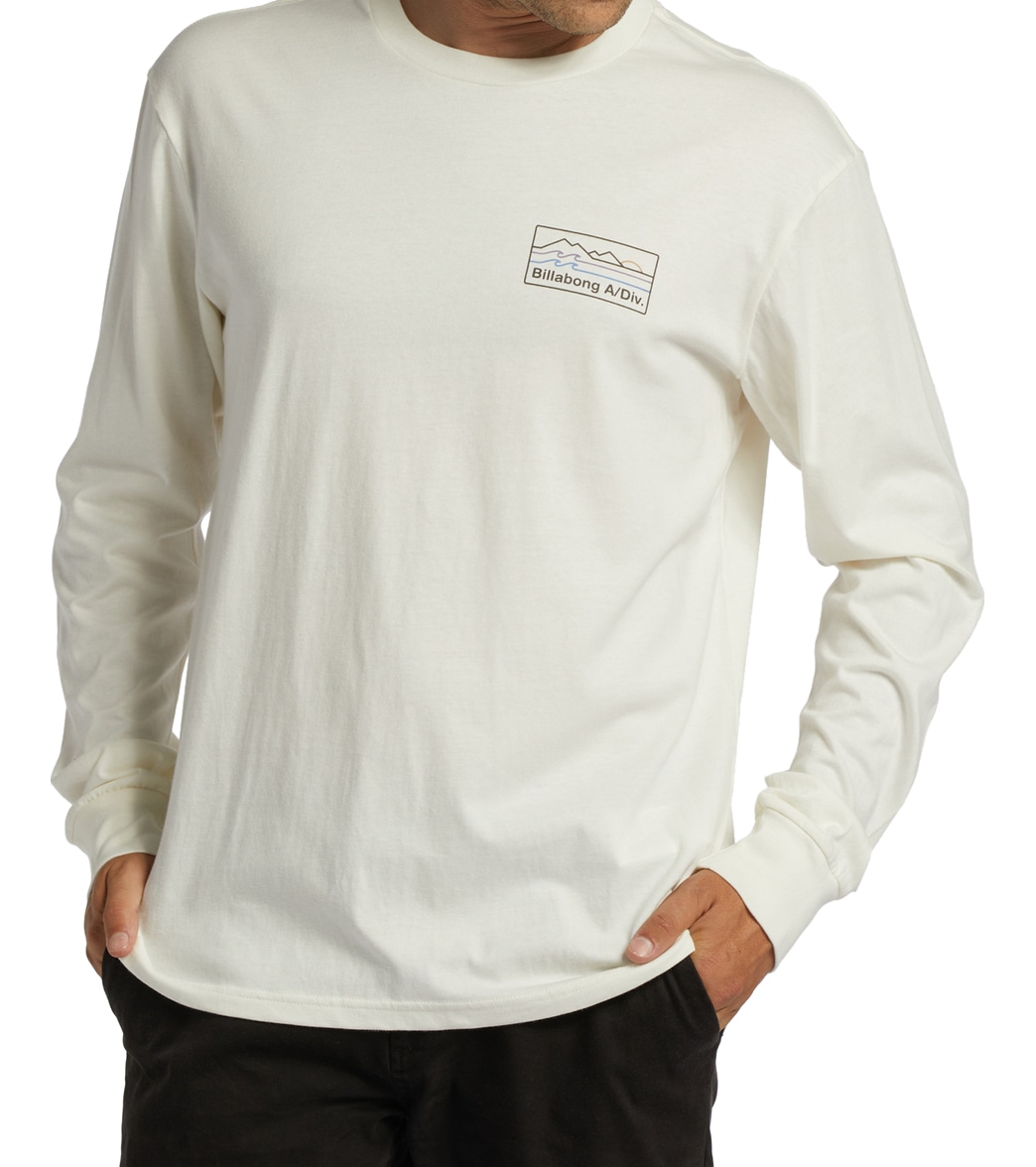 Billabong Men's Range Long Sleeve Tee Shirt - Off White Large Cotton - Swimoutlet.com