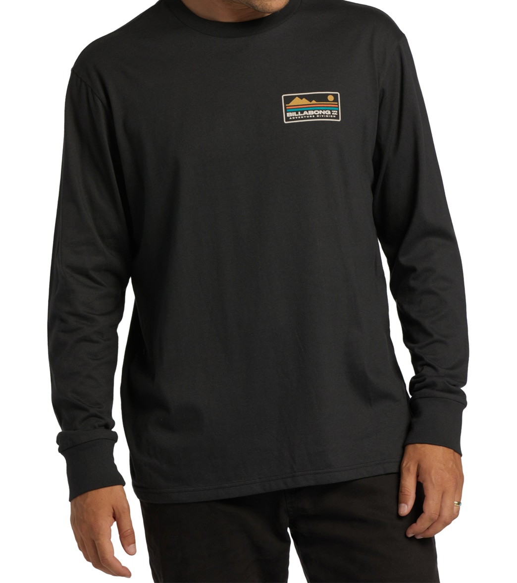 Billabong Men's Range Long Sleeve Tee Shirt - Washed Black Large Cotton - Swimoutlet.com