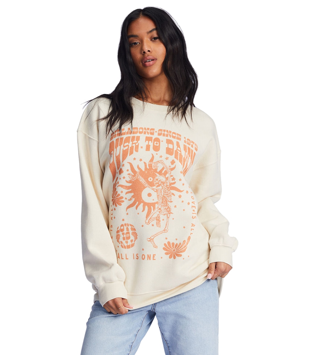 Billabong Women's All Is One Sweatshirt - Antique White Large Cotton/Polyester - Swimoutlet.com