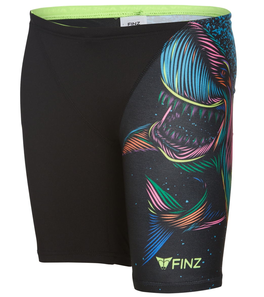 Finz Boys' Neon Shark Splice Jammer Swimsuit - Black 12 - Swimoutlet.com