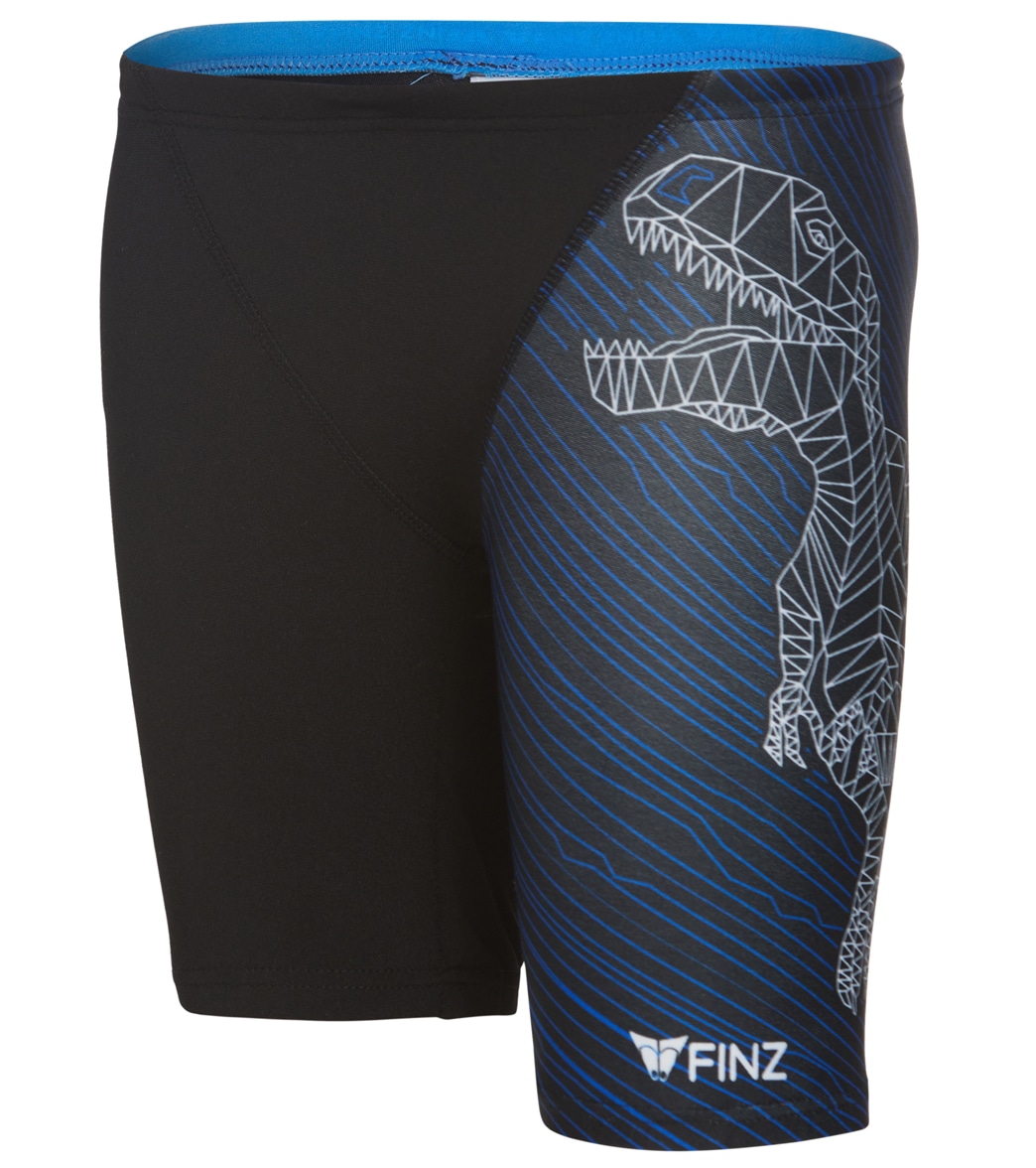 Finz Boys' Dino Splice Jammer Swimsuit - Black 10 - Swimoutlet.com