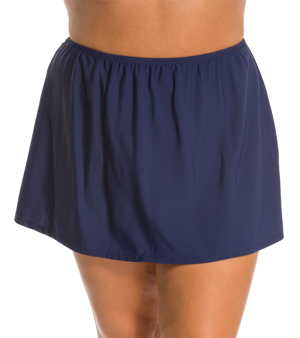 Topanga Plus Size Solid Swim Skirt - Navy 20W Nylon/Spandex - Swimoutlet.com