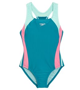 Speedo Girls' Solid Infinity Splice One Piece Swimsuit (Big Kid)