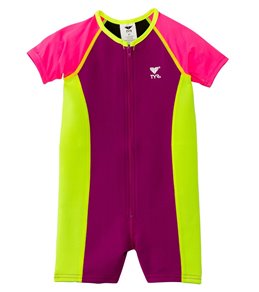 TYR Girls' UPF 50+ Short Sleeve Solid Thermal Suit (Toddler, Little Kid, Big Kid)