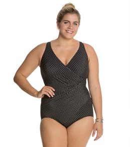 Miraclesuit Plus Size Pin Point Oceanus One Piece Swimsuit