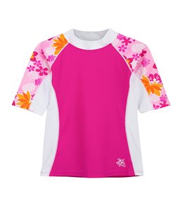 Tuga Girls' Tropical Punch Seaside Short Sleeve Rash Guard (Toddler, Little Kid, Big Kid)