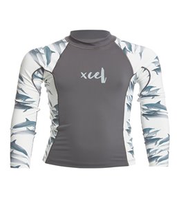 Xcel Girls' Ocean Ramsey Long Sleeve Rashguard - Gunmetal/Dolphin - 14
